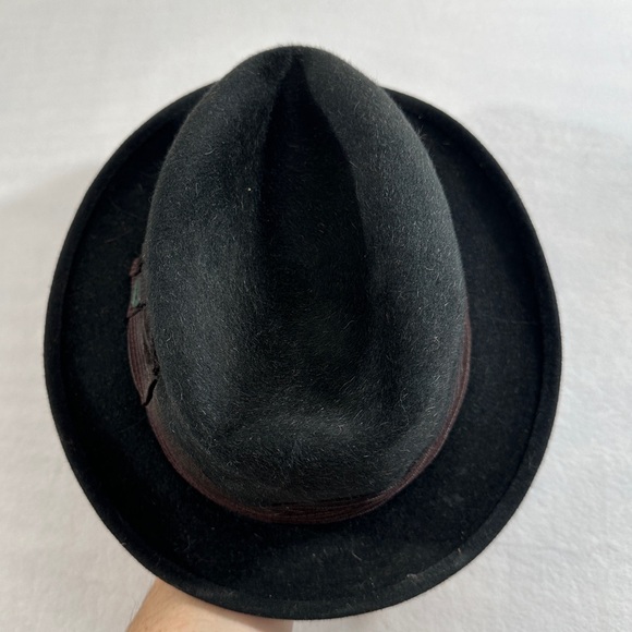 Vintage Steven’s Fedora black fur antique short brim hat formal - Picture 6 of 13